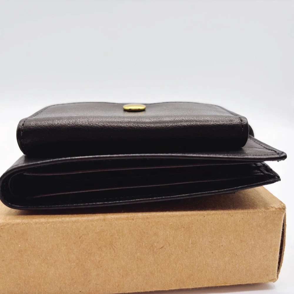 NEW Vintage Coach 4785‎ Black Water Buffalo Leather Bifold Coin Wallet DEADSTOCK